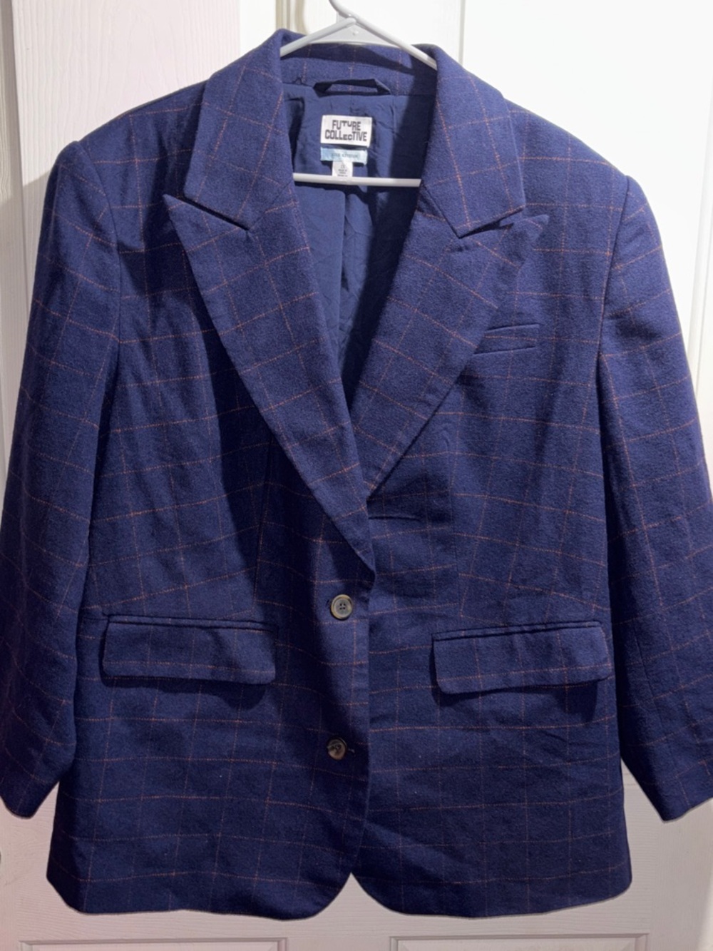Future Collective Reese Blutstein | Navy Blue Plaid Prep Check Blazer Size 1X